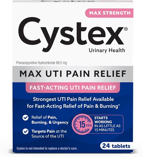 Amazon.com: Cystex Maximum-Strength UTI Pain Relief Tablets - 99.5 mg Phenazopyridine HCl for ...