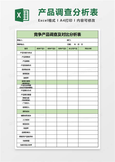 对比_竞争产品调查及对比分析表EXEL模板下载_图客巴巴