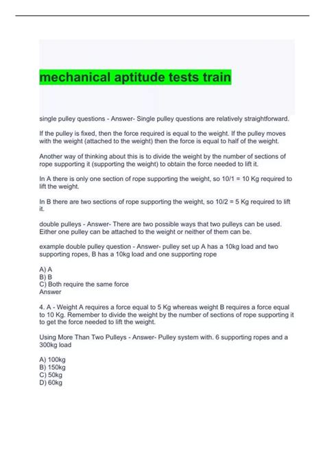 mechanical aptitude tests train questions and answers - Mechanical ...