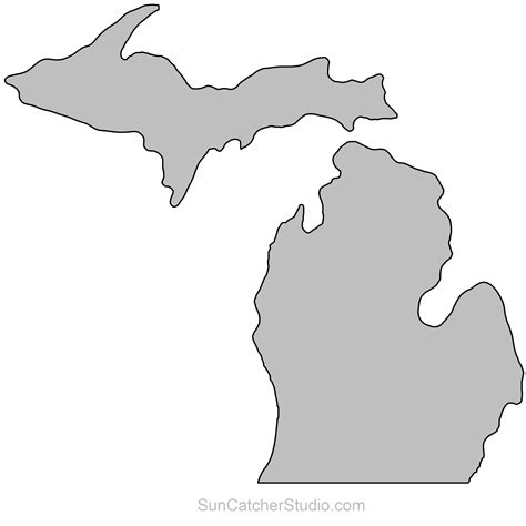 Michigan – map outline printable state shape stencil pattern – Artofit