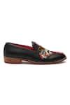 Buy Black Embroidered Twin Lion Leon Loafers For Men by Banjaaran ...