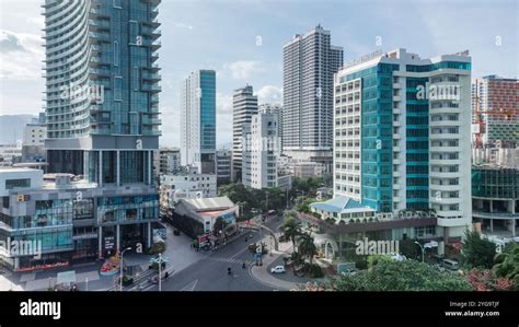 Photograph of Nha Trang beach with many high rise buildings behind it