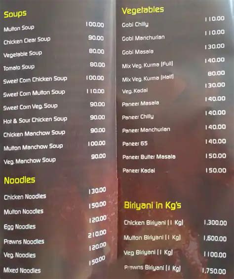 Menu at New Biryani Paradise, Mangaluru, Star Of Bombay Complex