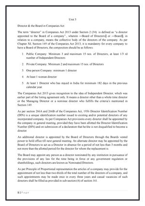 company law -Unit-2 - STUDY MATERIAL FOR INTERNAL CIRCULATION COURSE ...