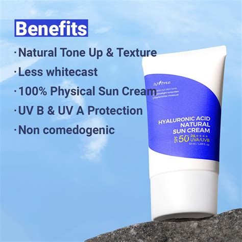 ISNTREE Hyaluronic Acid Natural Sun Cream SPF50+ - 50ml at Nice One KSA