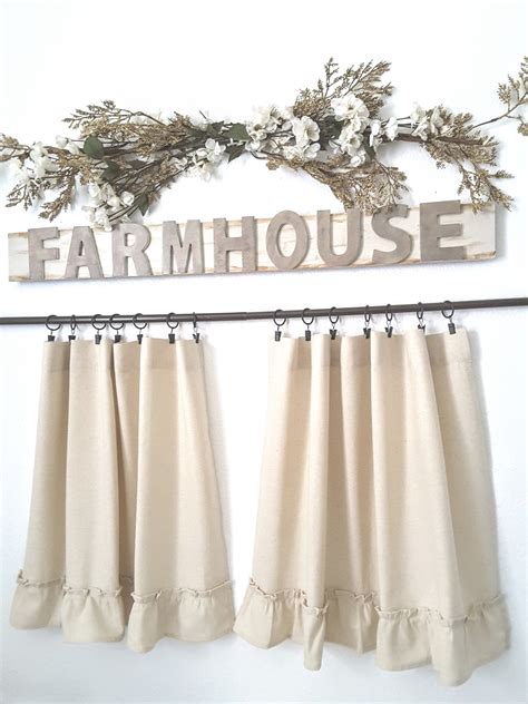 Natural Cafe Curtain, Farmhouse Cafe Curtain, Kitchen Cafe Curtain ...