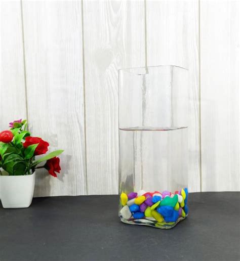FAA Craft Glass Medium Square Plane Vases Home Decorative Flower Vases ...
