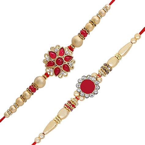 Buy Riddhika Ventures Stylish Kundan and AD Ring Rakhi (Set of 2 ...