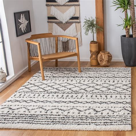 Safavieh Arizona Shag 2 x 4 (ft) Loomed Ivory/Black Rectangular Indoor ...