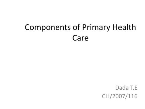 SOLUTION: Components of primary health care2 - Studypool