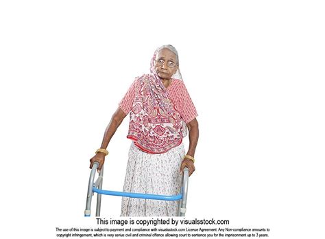 Old elderly Woman standing with walker Handicapped needs medical-care