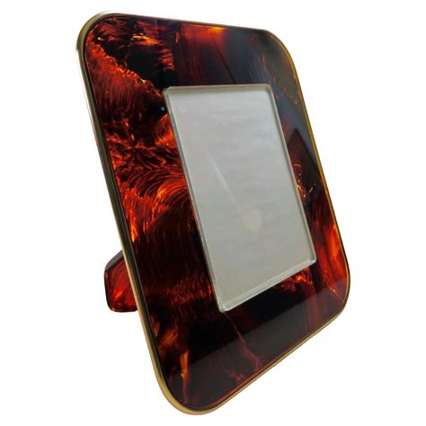 Tortoise Lucite Picture Frame Midcentury Design Italy 70s Brass Border ...