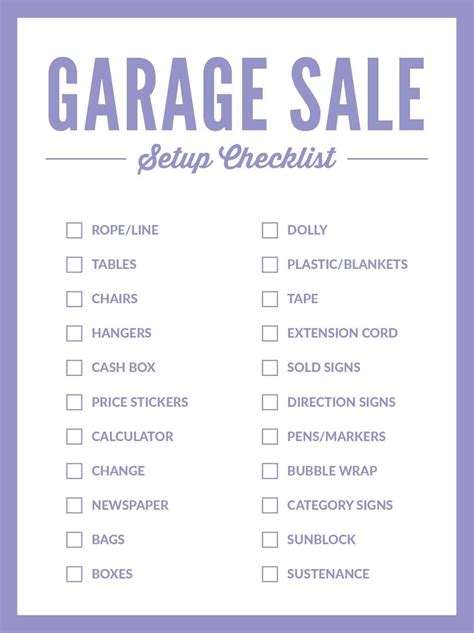 Printable Yard Sale Pricing Guide