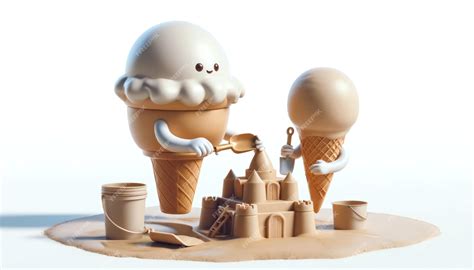 Premium Photo | Joy of Ice Cream Scoop and Cone Build Sandcastle