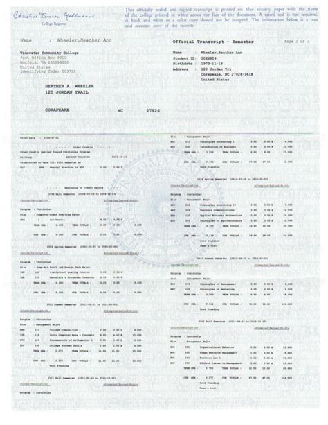 Image result for College Transcript Example