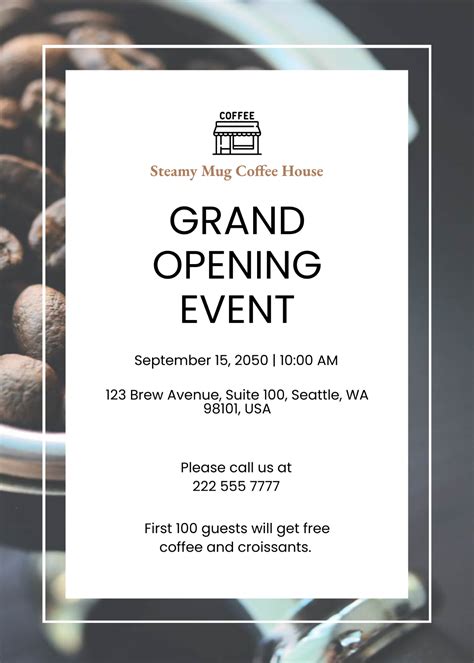 Free Coffee House Opening Invitation Template to Edit Online