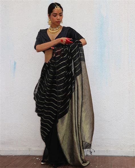 Buy Binodini Handwoven Linen Zari Saree | Chidiyaa