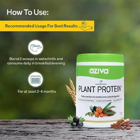 Oziva Superfood Plant Protein for Better Digestion,Melon Plant-Based ...