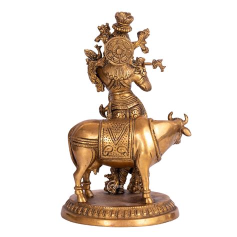 Brass Lord Krishna with Cow Figurine – The Advitya