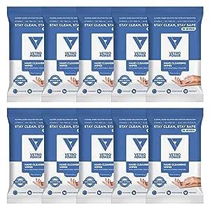 Vetro Power Hand Cleansing Wipes | Alcohol Based Solution with Aloe ...