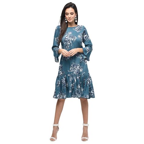 Get Flower Cluster Print Flared Hem Dress at ₹ 474 | LBB Shop