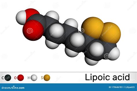 Lipoic Acid, LA, ALA, Alpha Lipoic, Thioctic Acid, Lipoate Molecule. it is Organosulfur Compound ...