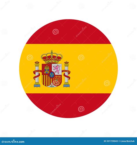 Spain Round Icon, Spanish Country Flag Icon, Circle Vector Button Stock ...