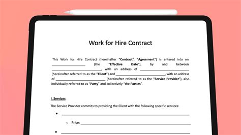 THE Working Work For Hire Agreement Template (Get For Free)