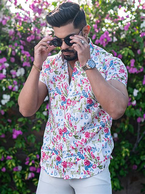 Buy White Floral Printed Half Sleeves Crepe Shirt Online | Tistabene