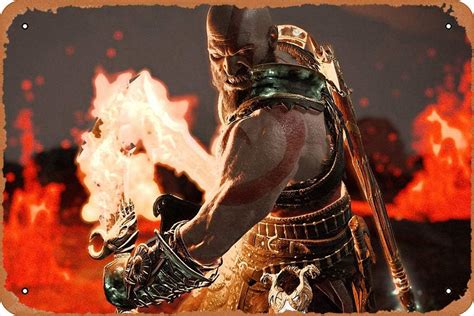Buy Kratos God Of War Game Poster Iron Painting Wall Poster Metal ...
