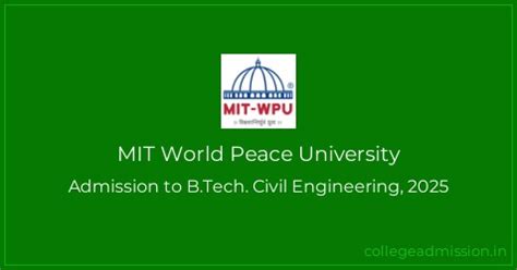 MIT World Peace University: Admission to B.Tech. Civil Engineering ...