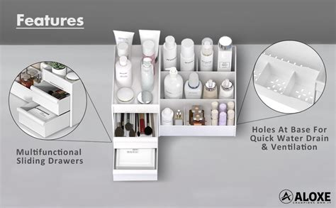 ALOXE Cosmetic Organizer Box Drawers Storage Plastic Stationary Box ...