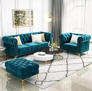 YSR FURNITURE ! Chesterfield 3+1 Footrest 4 Seater Sofa Set Solid Teak ...