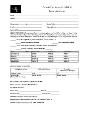 Fillable Online Pyramid Plus Approach Fall 2018 Registration Form Fax ...
