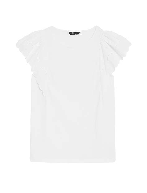 Buy Pure Cotton Broderie Detail Top at Marks & Spencer