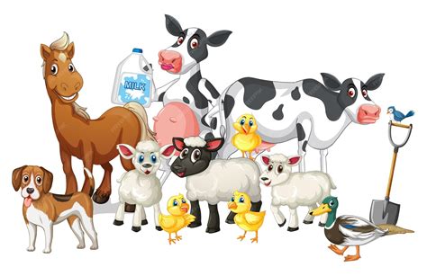 Free Vector | Farm animals on white background