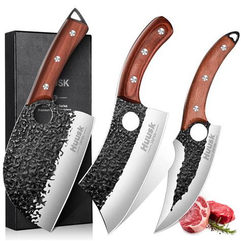 Huusk Butcher Knife Set Hand Forged Serbian Chef Knife Viking Boning ...