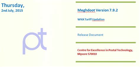 WNX tariff Updation of Meghdoot Version 7.9.2 dated 02.07.2015