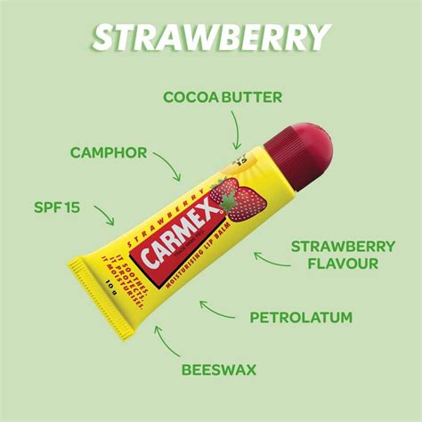 Carmex Strawberry Lip Balm Tube 10g - Pack of 1 | Moisturizing ...