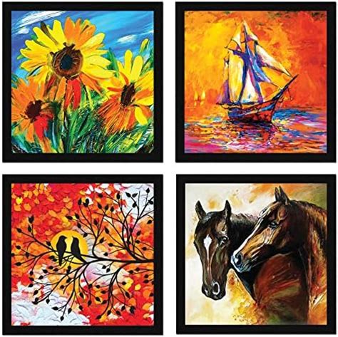 ArtX Paper Floral Ship Birds Horses Wall Art Painting, Multicolor ...