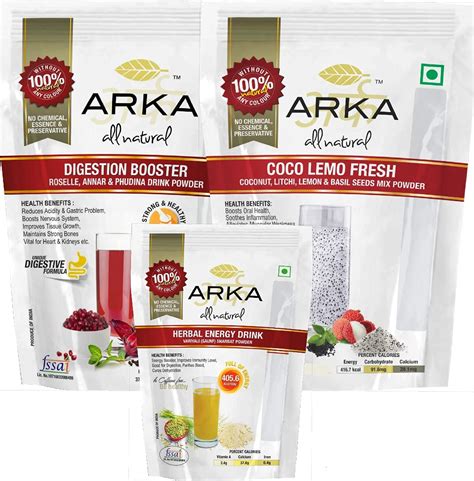 Arka All Natural Digestion Booster + Herbal Energy Drink + Coco Lemo ...