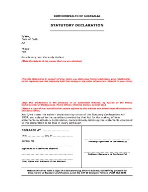 18 Printable statutory declaration commonwealth Forms and Templates ...