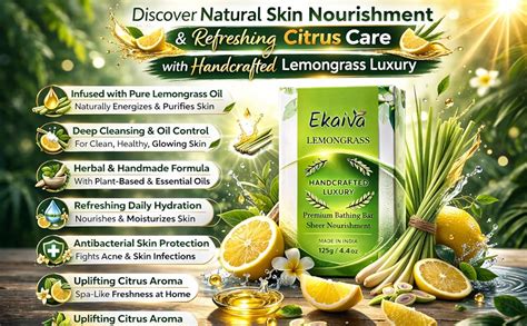Buy Ekaiva Organics Lemongrass Bathing Bar | Energizing Herbal Soap ...
