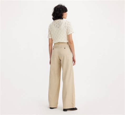 Pleated Wide Leg Women's Trouser Pants - Tan | Levi's® US