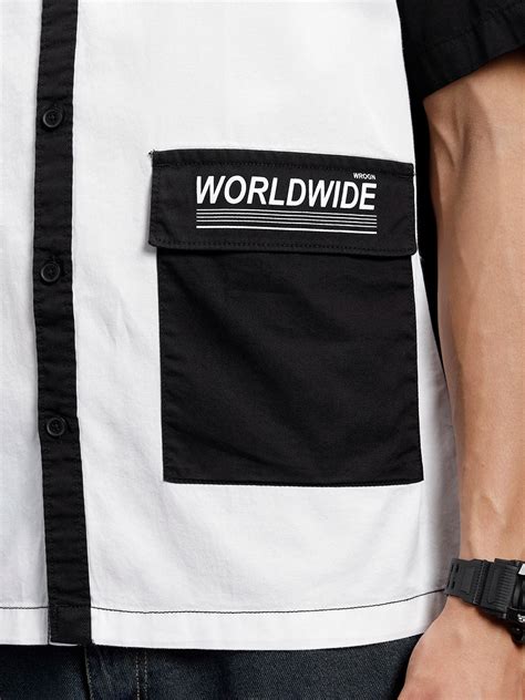 Men's casual colourblock oversized fit shirt | WHITE AND BLACK – Wrogn