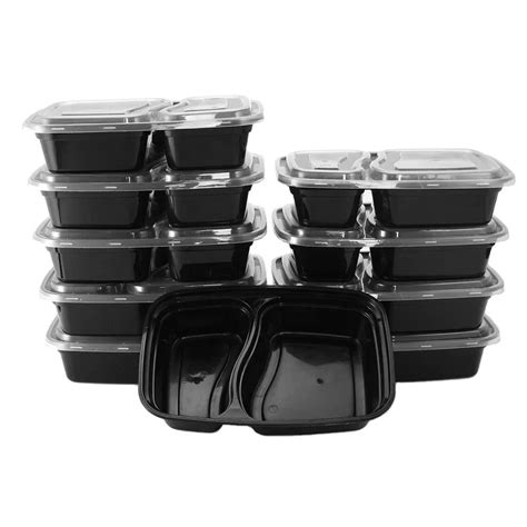 Reusable Food Storage Containers with Lids - 2 Compartment - Set of 10 ...