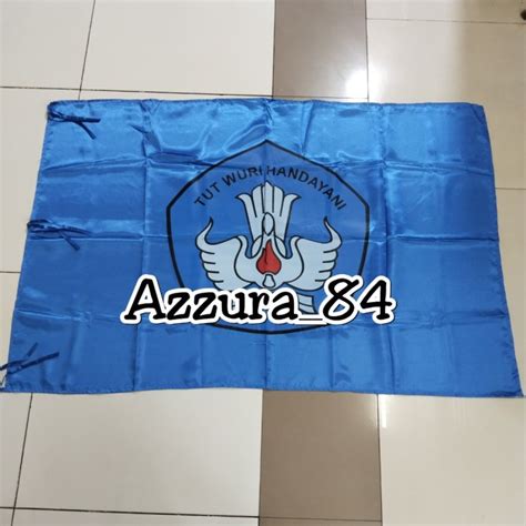 Jual bendera sekolah bendera TUT WURI HANDAYANI dasar biru uk. 90cm x ...