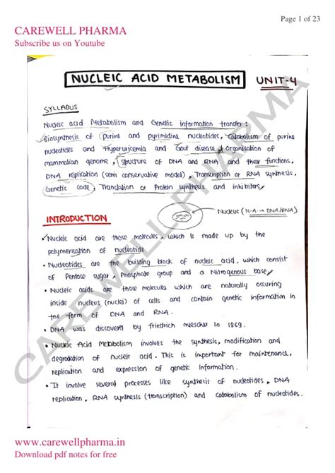 Unit 4 - Biochemistry - 2nd Semester - B Pharmacy Notes - Carewell Pharma