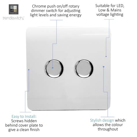 ART-2LDMWH Trendi Artistic Modern 2 Gang 2 Way LED Dimmer Switch Gloss ...