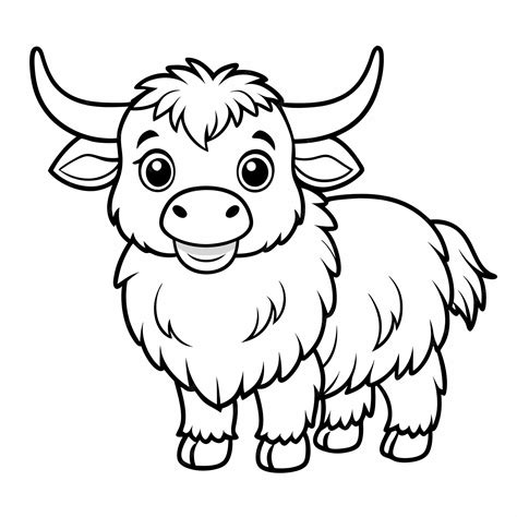 Unleash Your Creativity Printable Yak Coloring Page for Kids | Premium AI-generated vector